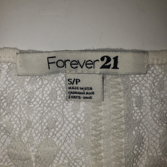 FOREVER 21 WHITE LACE SHEER SLEEVELESS TOP SIZE SMALL - Picture 3 of 5